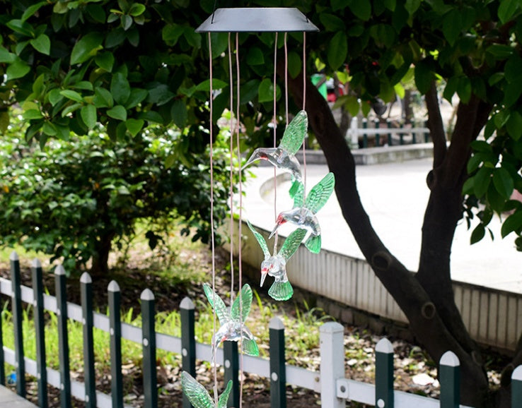 Solar-Powered Wind Chime Light - Color-Changing Outdoor Decoration with Crystal Ball