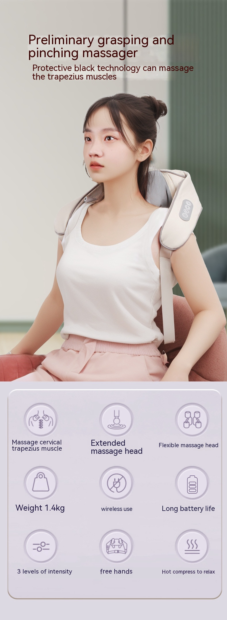 Rechargeable Trapezius Neck Massager – Deep Tissue Relief with Heat Therapy
