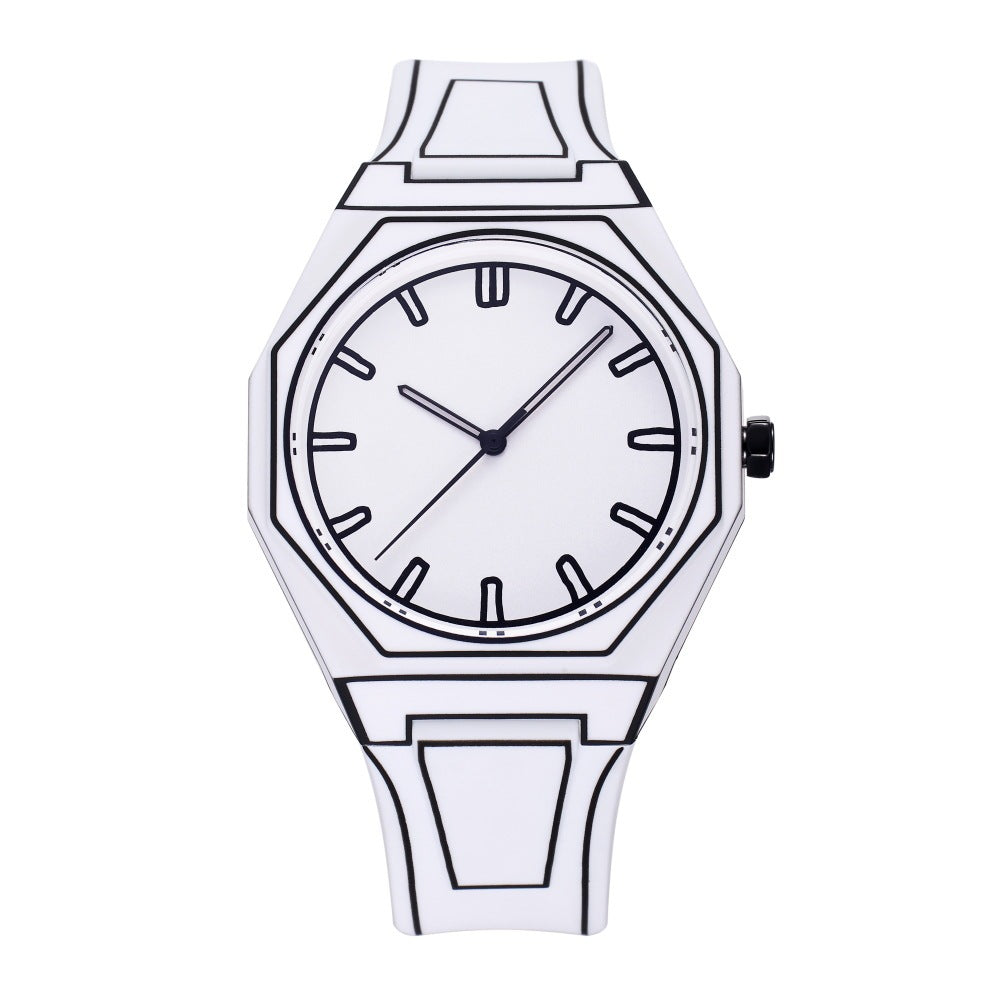 Comic Style Deep Waterproof Watch - Silicone Strap Casual Timepiece