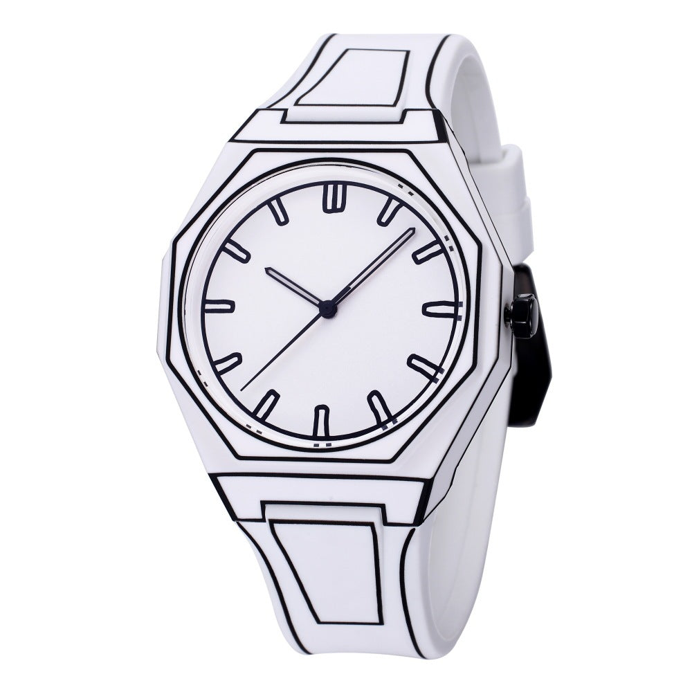 Comic Style Deep Waterproof Watch - Silicone Strap Casual Timepiece